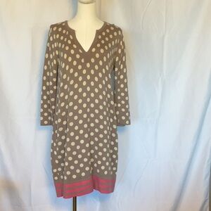 Boden polka dot dress w/ pink striped bottom size 8